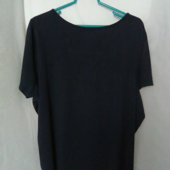 Basic Edition Women's Short Sleeve Top Color Navy Size 3X - Picture 5 of 5